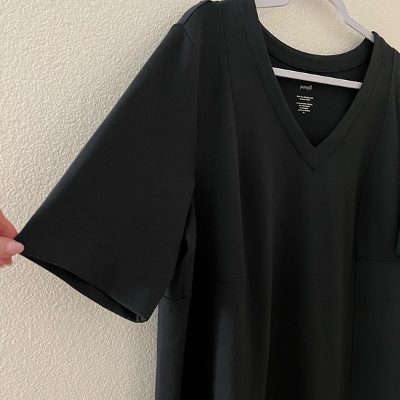 J. Jill Pure Jill Double Knit Seamed Tunic Greystone V Neck XL - Picture 5 of 10